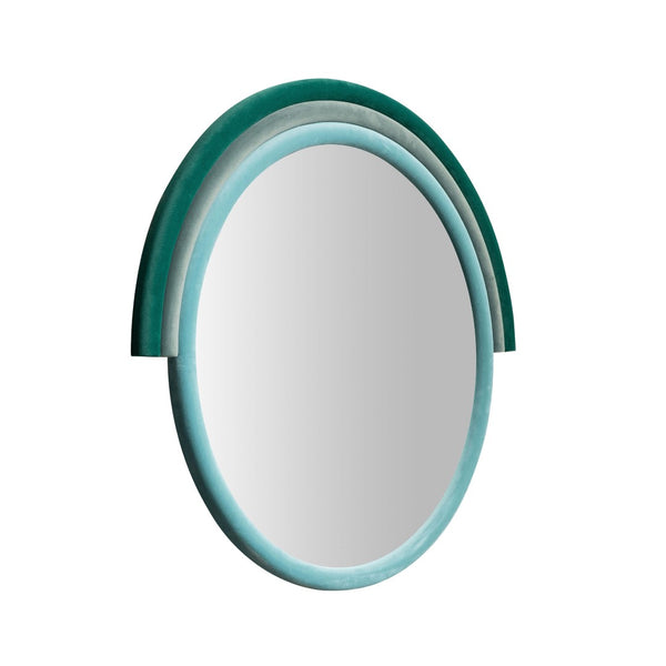 TOV Furniture Lally Velvet Round Wall Mirror - Handmade Luxe Design for Bedrooms, Entryways, and Living Rooms Aqua TOV-C68834