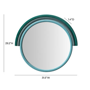 TOV Furniture Lally Velvet Round Wall Mirror - Handmade Luxe Design for Bedrooms, Entryways, and Living Rooms Aqua TOV-C68834