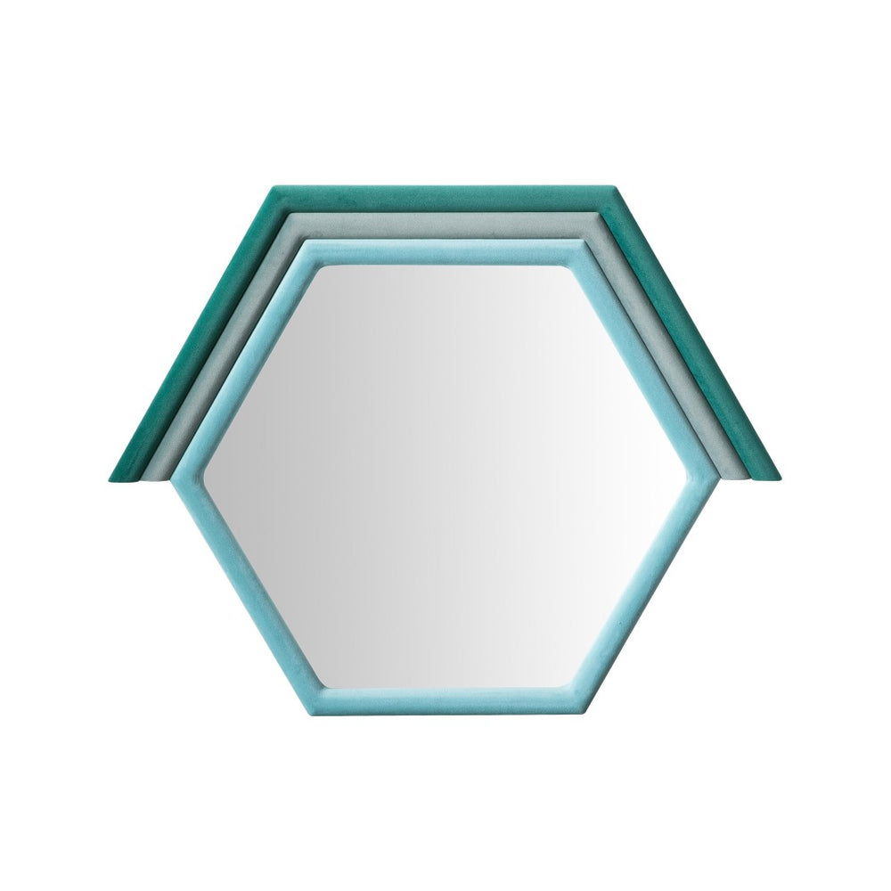TOV Furniture Lally 31.5" Velvet Prism Wall Mirror - Stylish Accent for Any Room with Handcrafted Luxury Design Aqua TOV-C68835