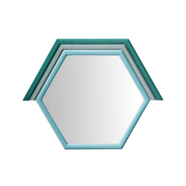 TOV Furniture Lally 31.5" Velvet Prism Wall Mirror - Stylish Accent for Any Room with Handcrafted Luxury Design Aqua TOV-C68835