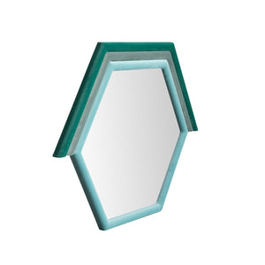 TOV Furniture Lally 31.5" Velvet Prism Wall Mirror - Stylish Accent for Any Room with Handcrafted Luxury Design Aqua TOV-C68835