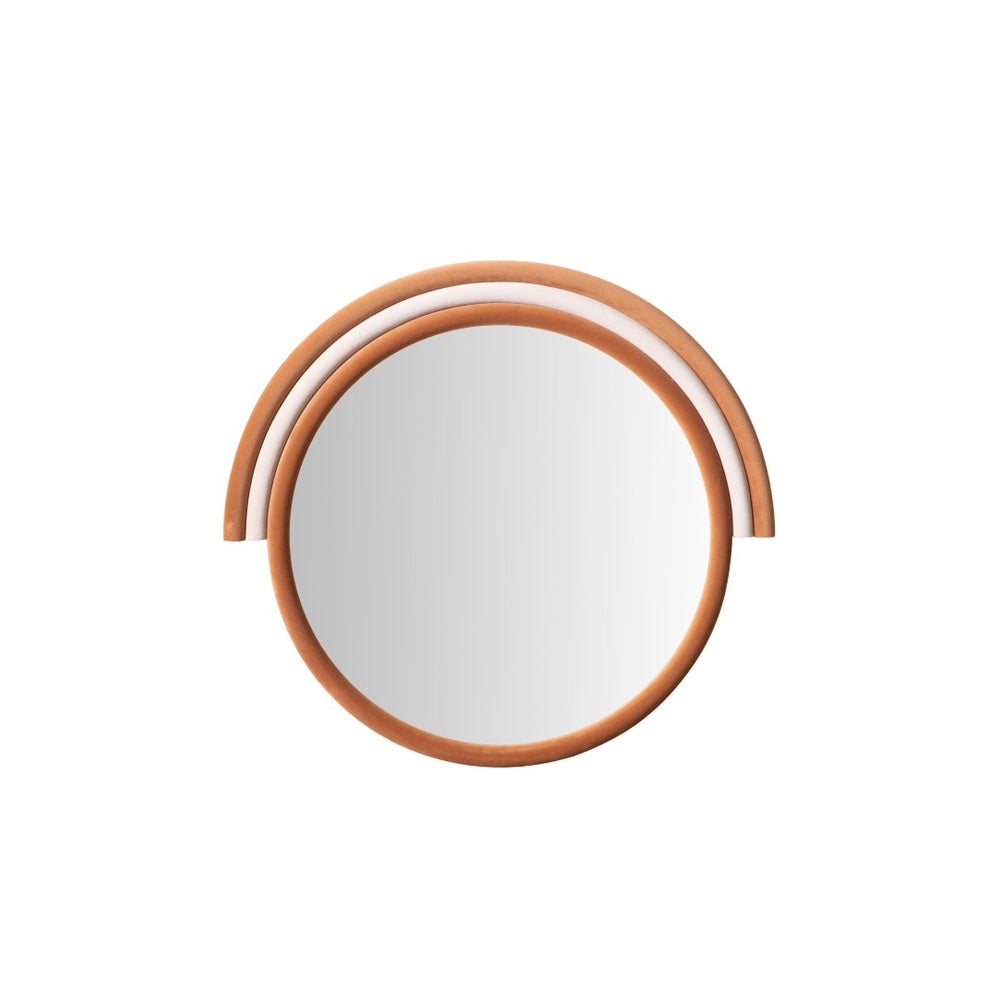 TOV Furniture Lally Velvet Round Wall Mirror - Handmade Luxe Design for Bedrooms, Entryways, and Living Rooms Terracotta TOV-C68836