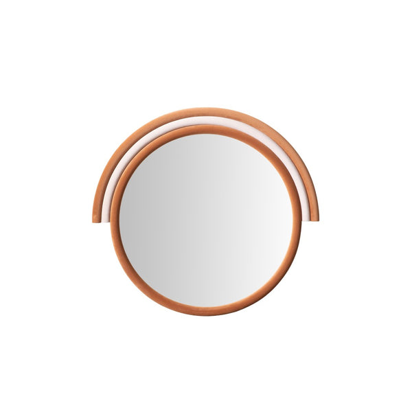 TOV Furniture Lally Velvet Round Wall Mirror - Handmade Luxe Design for Bedrooms, Entryways, and Living Rooms Terracotta TOV-C68836