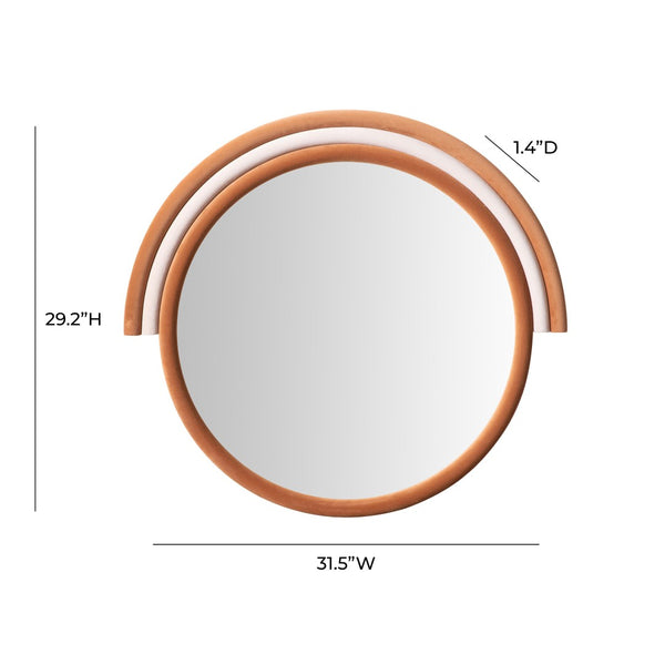TOV Furniture Lally Velvet Round Wall Mirror - Handmade Luxe Design for Bedrooms, Entryways, and Living Rooms Terracotta TOV-C68836