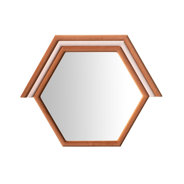 TOV Furniture Lally 31.5" Velvet Prism Wall Mirror - Stylish Accent for Any Room with Handcrafted Luxury Design Terracotta TOV-C68837