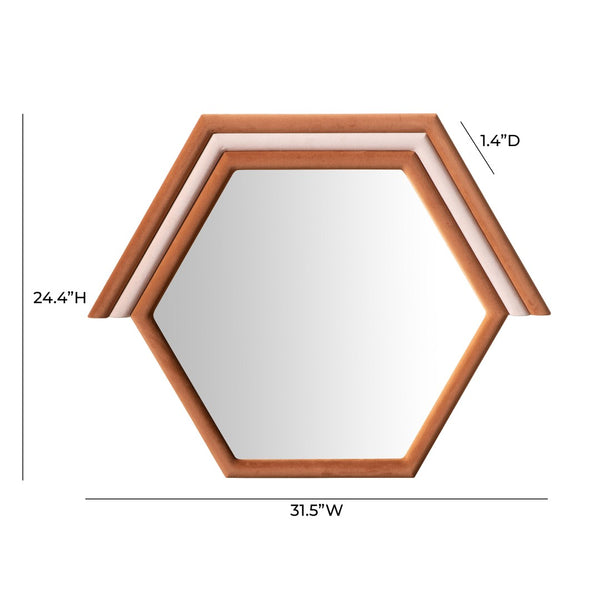 TOV Furniture Lally 31.5" Velvet Prism Wall Mirror - Stylish Accent for Any Room with Handcrafted Luxury Design Terracotta TOV-C68837