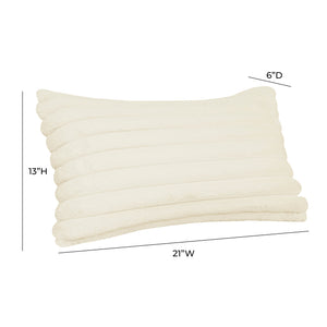 Furry Cream Vegan Fur Rectangular Accent Pillow TOV-C68931 TOV Furniture