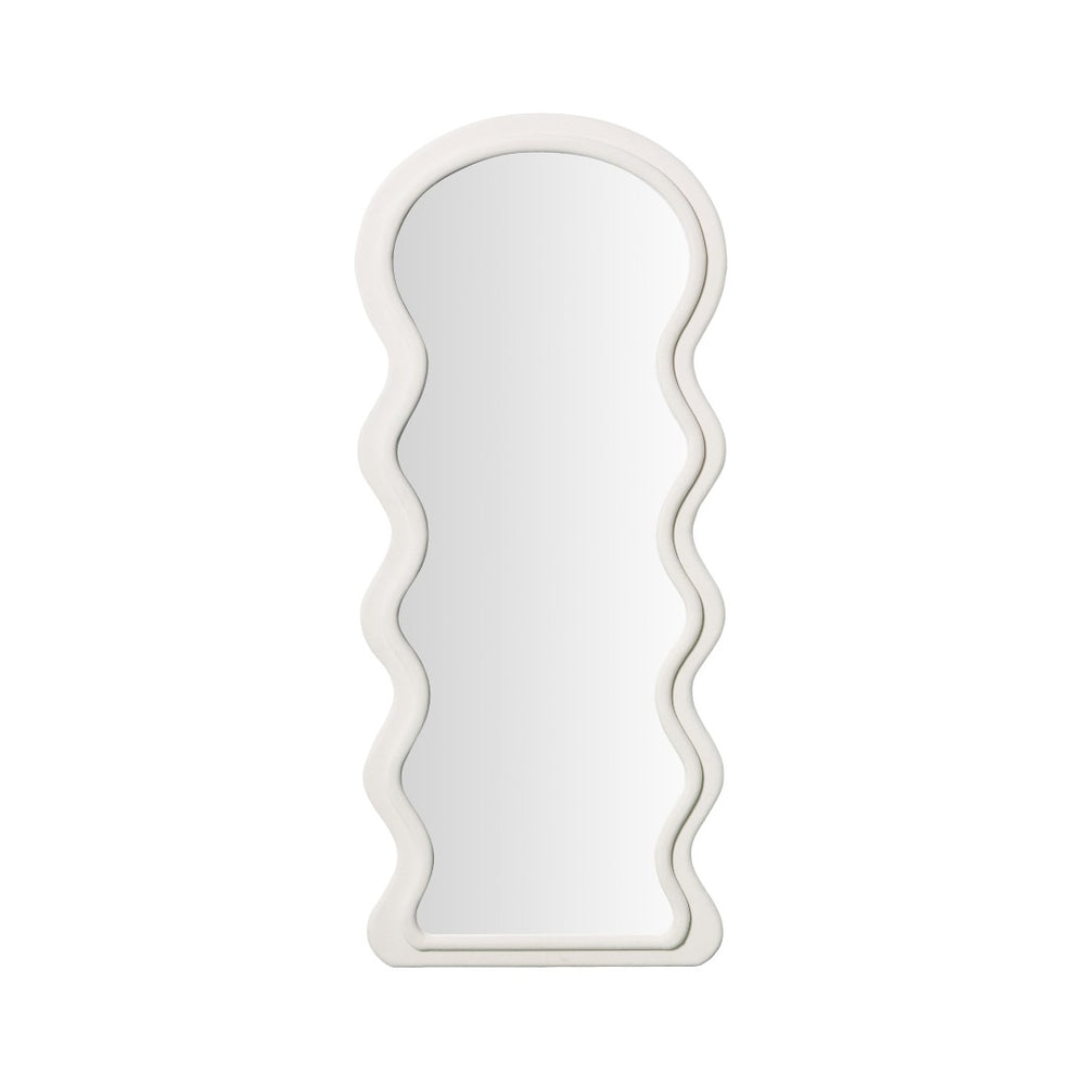 TOV Furniture Rhodes 70" Velvet Floor Mirror - Vintage Glamour Meets Contemporary Design for Stunning Interiors Cream TOV-C68954