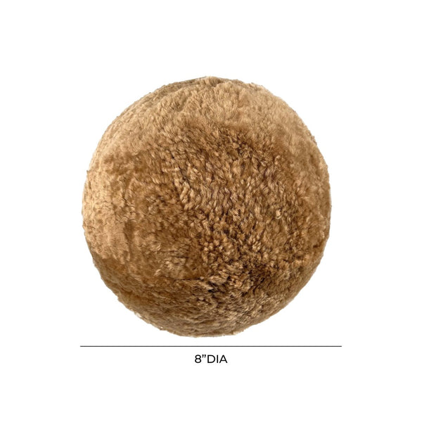 TOV Furniture New Zealand Brown Sheepskin Ball Throw Pillow – Luxurious Comfort for Stylish Living Spaces Small TOV-C68980