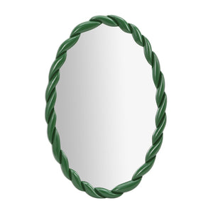 TOV Furniture Agnes Elegant Oval Wall Mirror with Matte Rope Frame - Stylish Home Décor for Any Room Forest Green TOV-C69153