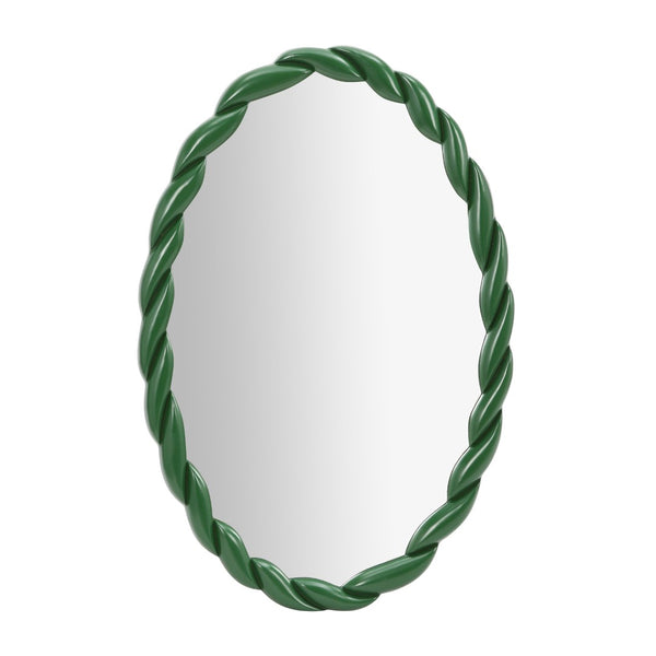 TOV Furniture Agnes Elegant Oval Wall Mirror with Matte Rope Frame - Stylish Home Décor for Any Room Forest Green TOV-C69153