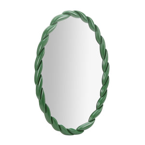 TOV Furniture Agnes Elegant Oval Wall Mirror with Matte Rope Frame - Stylish Home Décor for Any Room Forest Green TOV-C69153