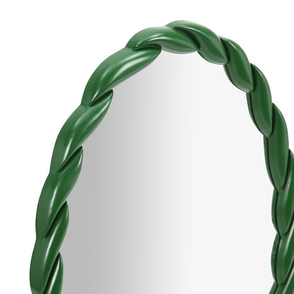 TOV Furniture Agnes Elegant Oval Wall Mirror with Matte Rope Frame - Stylish Home Décor for Any Room Forest Green TOV-C69153