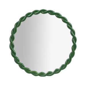 TOV Furniture Agnes Playful 31.7" Round Wall Mirror with Handcrafted Rope Trim - Elegant Focal Point for Any Room Forest Green TOV-C69154