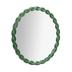 TOV Furniture Agnes Playful 31.7" Round Wall Mirror with Handcrafted Rope Trim - Elegant Focal Point for Any Room Forest Green TOV-C69154
