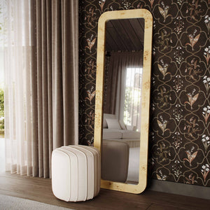 TOV Furniture Pouch Chenille Ottoman - Luxuriously Soft Handcrafted Accent with Timeless Design for Any Space Cream TOV-OC69233