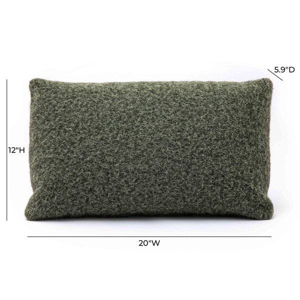 TOV Furniture Malolo 20"X12" Long Mohair Rectangular Vegan-Down Throw Pillow Cover for Cozy Living Spaces Green / With Insert TOV-C69271