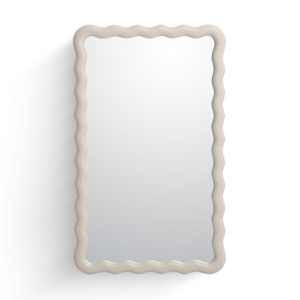 TOV Furniture Faire Cream Squiggle Rectangular Wall Mirror - Modern Sculptural Decor for Entryway & Living Rooms TOV-C69308