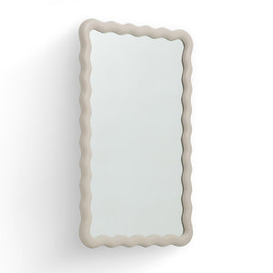 TOV Furniture Faire Cream Squiggle Rectangular Wall Mirror - Modern Sculptural Decor for Entryway & Living Rooms TOV-C69308