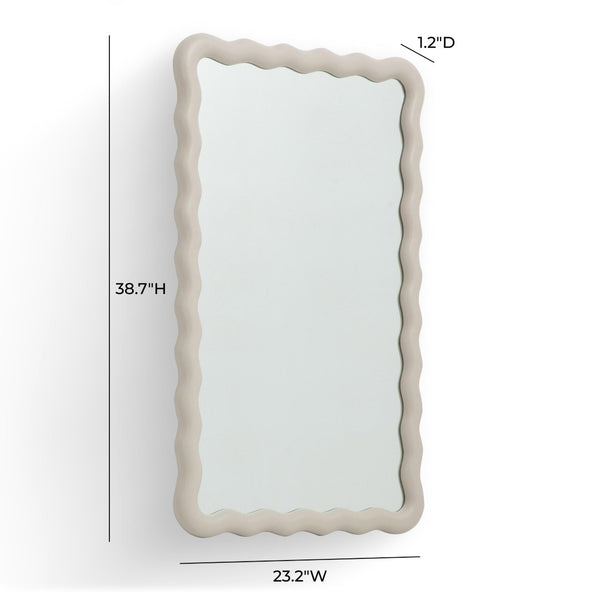TOV Furniture Faire Cream Squiggle Rectangular Wall Mirror - Modern Sculptural Decor for Entryway & Living Rooms TOV-C69308