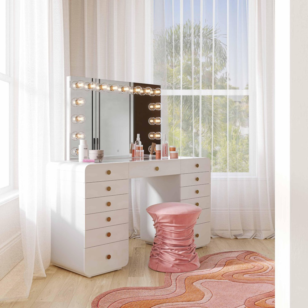 TOV Furniture Lola Vanity Mirror - Hollywood Glamour with LED Lights for Flawless Makeup and Grooming Experience Large TOV-C69309