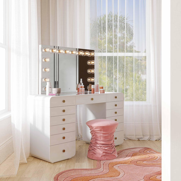 TOV Furniture Lola Vanity Mirror - Hollywood Glamour with LED Lights for Flawless Makeup and Grooming Experience Large TOV-C69309