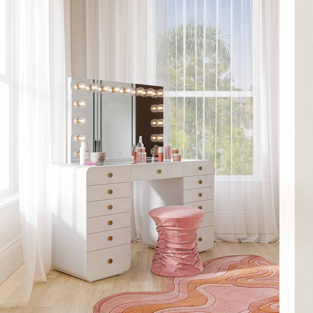 Tov Furniture Lola Jumbo Vanity Mirror: Experience Hollywood Glamour With Smart Touch Controls For Effortless Beauty Mirror Aluminum,Glass,Mdf Tov-c69309