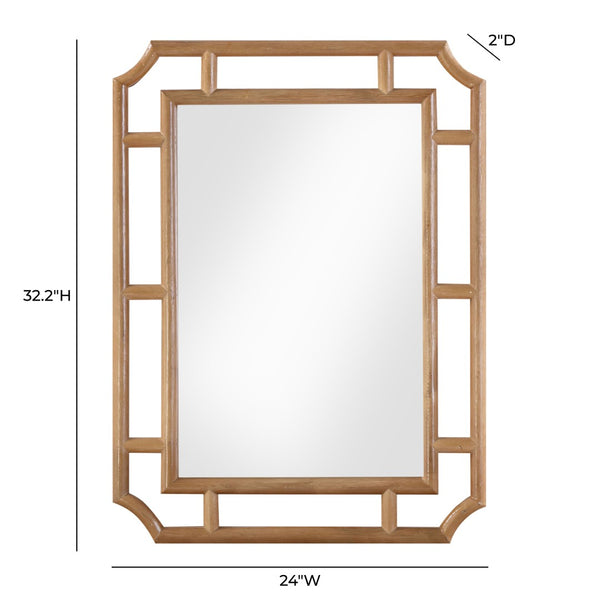 TOV Furniture Cienna Natural Rattan Wall Mirror 24"x32" - Handmade Coastal Elegance for Any Room Decor TOV-C69357