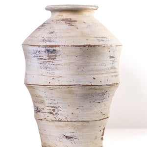 TOV Furniture Visha Handcrafted Cream Terracotta Vase - Distressed Scalloped Design for Rustic or Modern Decor TOV-C80021