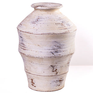 TOV Furniture Visha Handcrafted Cream Terracotta Vase - Distressed Scalloped Design for Rustic or Modern Decor TOV-C80021
