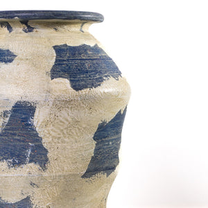 TOV Furniture Visha Handcrafted Cream and Blue Terracotta Vase - Unique Sculptural Accent for Modern Homes TOV-C80022