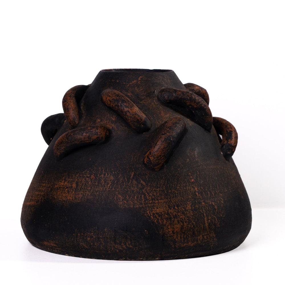 TOV Furniture Visha Hand-Finished Dark Terracotta Vase - Sculptural Art Piece for Rustic and Modern Interiors TOV-C80025