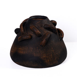 TOV Furniture Visha Hand-Finished Dark Terracotta Vase - Sculptural Art Piece for Rustic and Modern Interiors TOV-C80025