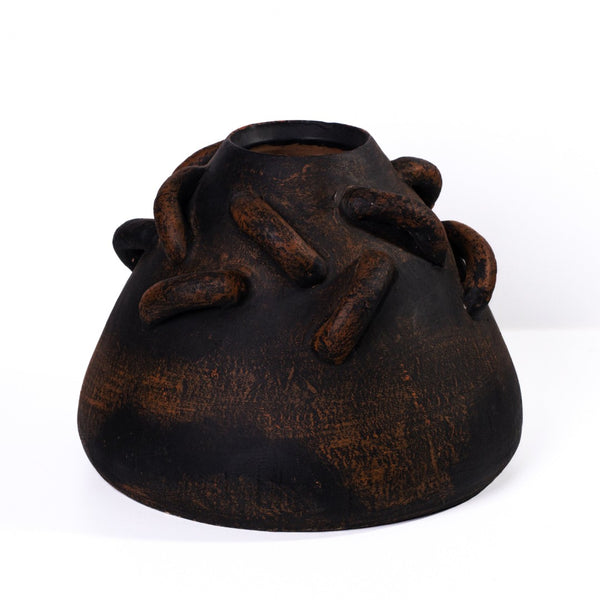 TOV Furniture Visha Hand-Finished Dark Terracotta Vase - Sculptural Art Piece for Rustic and Modern Interiors TOV-C80025