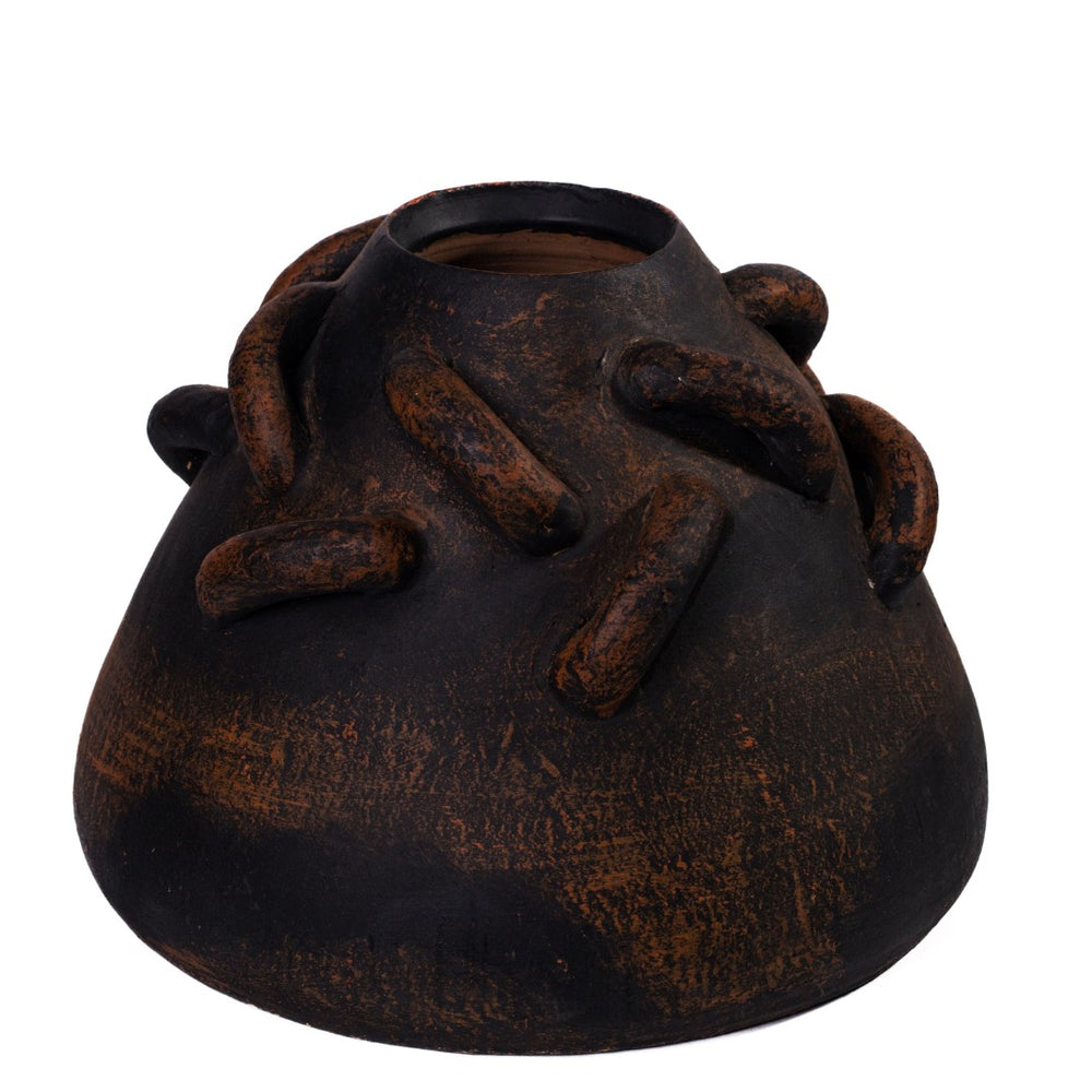 TOV Furniture Visha Hand-Finished Dark Terracotta Vase - Sculptural Art Piece for Rustic and Modern Interiors TOV-C80025
