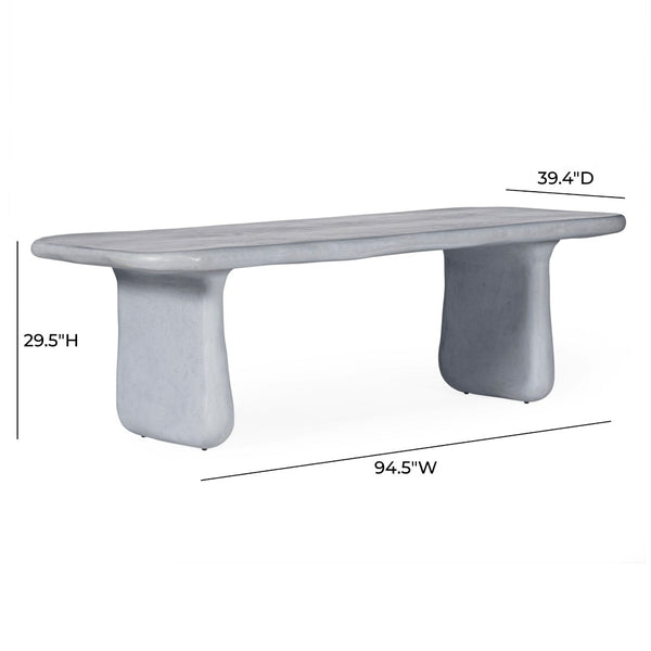TOV Furniture Athen 95" Grey Faux Stone Dining Table – Durable, Modern Design for Indoor & Outdoor Gatherings! TOV-D18506
