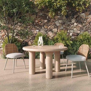 TOV Furniture Barbara 47" Cream Textured Round Dining Table - Stylish Indoor/Outdoor Centerpiece for Any Space TOV-D18646