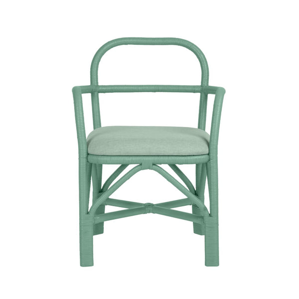 TOV Furniture Ginny Rattan Dining Chair - Handmade Coastal Design with Plush Cushion for Modern Dining Spaces Green TOV-D21022