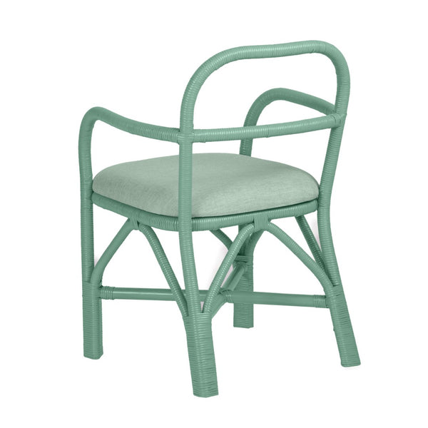 TOV Furniture Ginny Rattan Dining Chair - Handmade Coastal Design with Plush Cushion for Modern Dining Spaces Green TOV-D21022