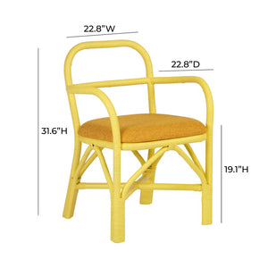 TOV Furniture Ginny Rattan Dining Chair - Handmade Coastal Design with Plush Cushion for Modern Dining Spaces Yellow TOV-D21023