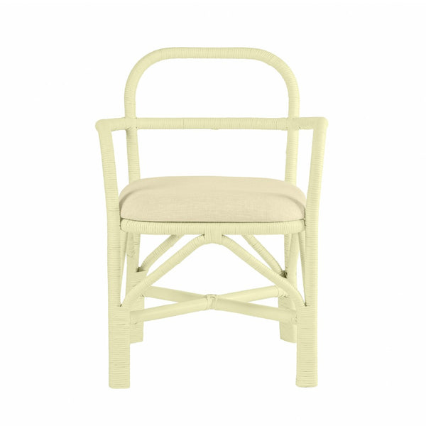 TOV Furniture Ginny Rattan Dining Chair - Handmade Coastal Design with Plush Cushion for Modern Dining Spaces Cream TOV-D21024