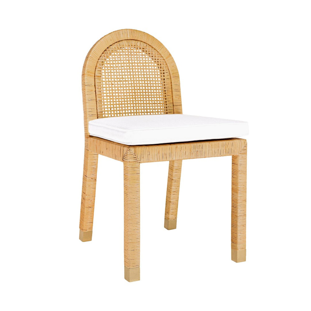 TOV Furniture Amara Arched Back Rattan Dining Chair with Durable Performance Fabric & Brass Accents for Style TOV-D21026