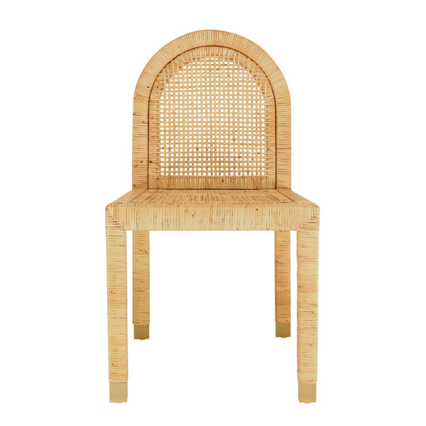 TOV Furniture Amara Arched Back Rattan Dining Chair with Durable Performance Fabric & Brass Accents for Style TOV-D21026