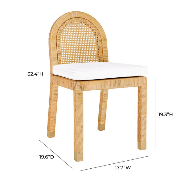 TOV Furniture Amara Arched Back Rattan Dining Chair with Durable Performance Fabric & Brass Accents for Style TOV-D21026