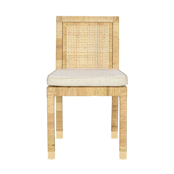 TOV Furniture Amara Cream Linen Dining Chair - Handcrafted Rattan Frame, Comfort-Focused Design, Versatile Style TOV-D21029