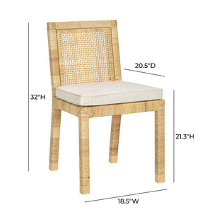 TOV Furniture Amara Cream Linen Dining Chair - Handcrafted Rattan Frame, Comfort-Focused Design, Versatile Style TOV-D21029