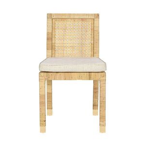 Tov Furniture Amara Stylish Linen Dining Chair - Comfortable Rattan Seating Perfect For Elegant Kitchen Spaces Cream,Natural Brass,Linen,Rattan,Wood Tov-d21029