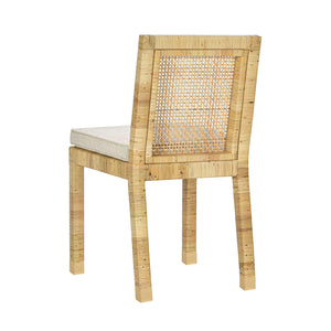 Tov Furniture Amara Stylish Linen Dining Chair - Comfortable Rattan Seating Perfect For Elegant Kitchen Spaces Cream,Natural Brass,Linen,Rattan,Wood Tov-d21029