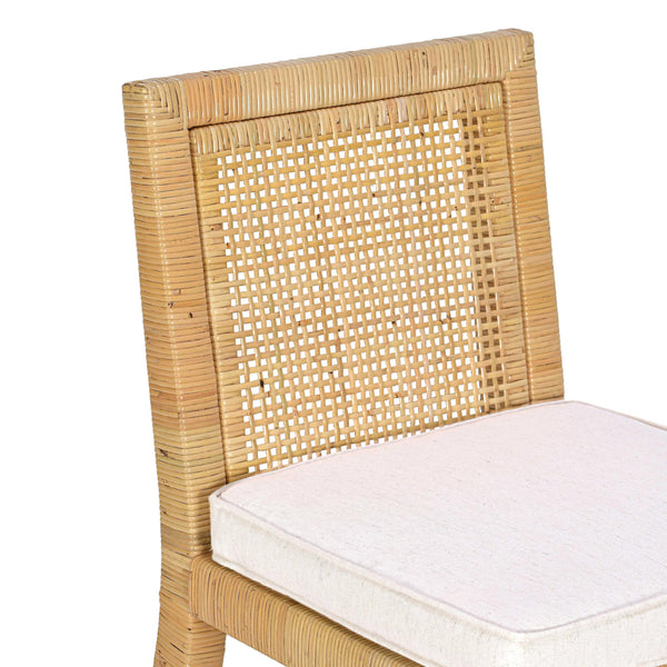 Tov Furniture Amara Stylish Linen Dining Chair - Comfortable Rattan Seating Perfect For Elegant Kitchen Spaces Cream,Natural Brass,Linen,Rattan,Wood Tov-d21029