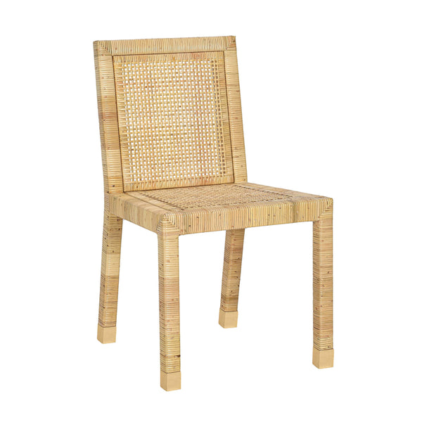 Tov Furniture Amara Stylish Linen Dining Chair - Comfortable Rattan Seating Perfect For Elegant Kitchen Spaces Cream,Natural Brass,Linen,Rattan,Wood Tov-d21029